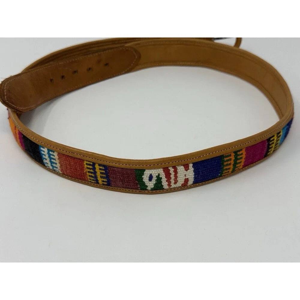 Women’s Tan & Multicolor Geometric Bohemian Belt, Adjustable Buckle, 36